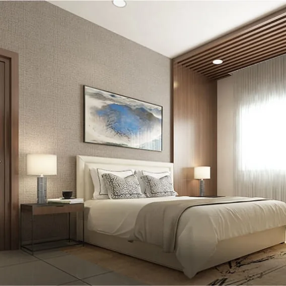 Master bedroom in an Adarsh Park Heights apartment